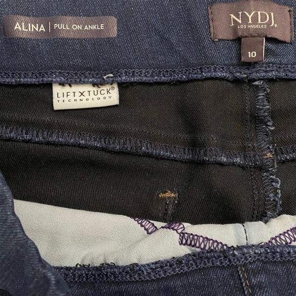 NYDJ Alina Pull On Ankle Blue Jeans Denim Slimming Panel High Rise Straight 10 - Picture 3 of 16